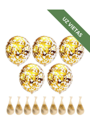Lateksa balons ar zelta konfetti - Svētku atributika - Baloni
