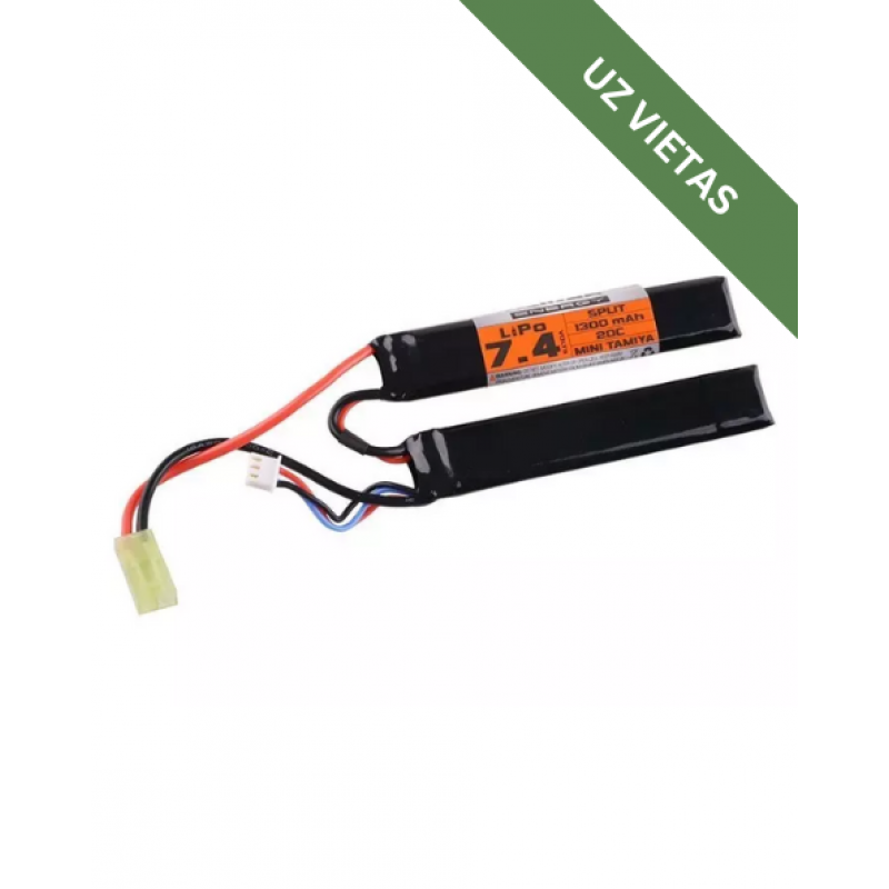 Airsoft Baterija - LiPo 7.4V 1300 mAh 20C Valken Energy Butterfly Battery Pack - Tamiya small - Akumulators