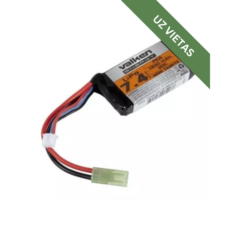 Airsoft Baterija - LiPo 7.4V 1300 mAh 30C Valken Energy PEQ-15 Battery Pack - Akumulators
