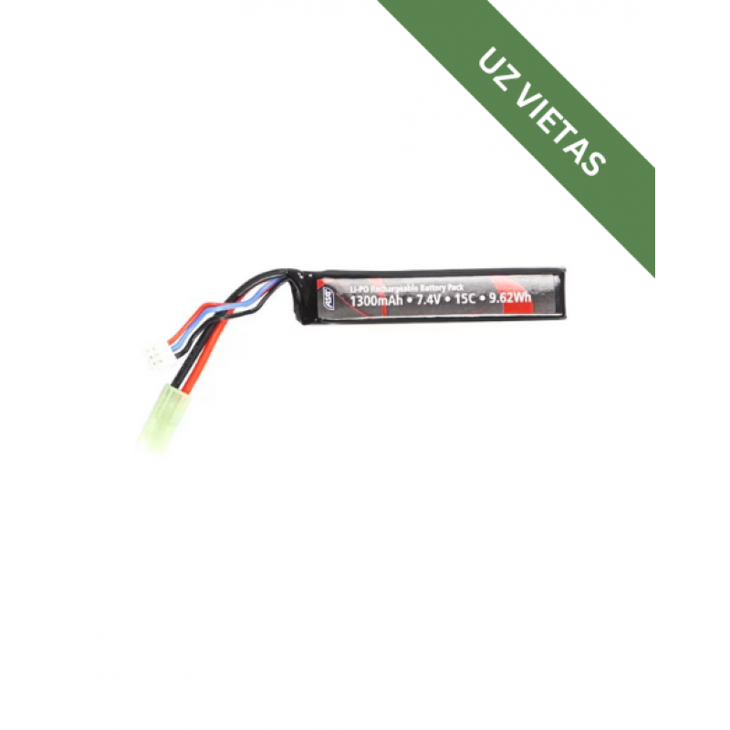 Airsoft Baterija - LiPo 7,4V 1300mAh 15C - Akumulators