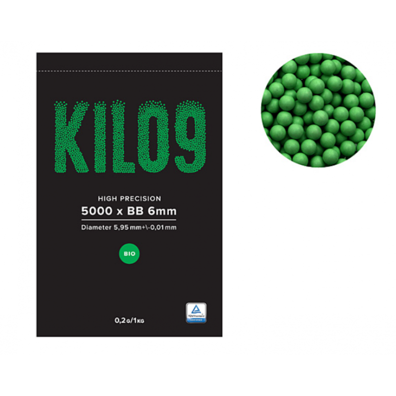 Airsoft bumbiņas - Airsoft BB Biodegradable Precision 6mm - 0.20g - 5000rd - 1kg -  Green