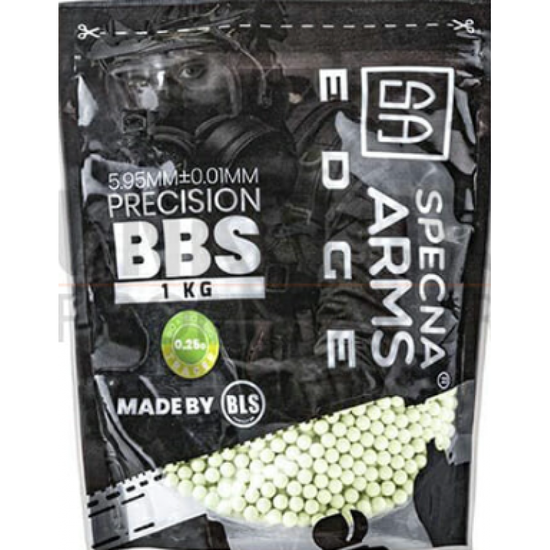 Airsoft bumbiņas - Specna Arms EDGE™ Precision Biodegradable Tracer BBs 0.25g - 1kg - Green