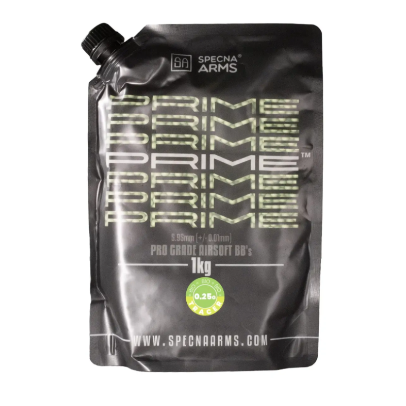 Airsoft bumbiņas - Specna Arms PRIME™ BIO Tracer Precision BB's 0.25g  - 1 kg - Green