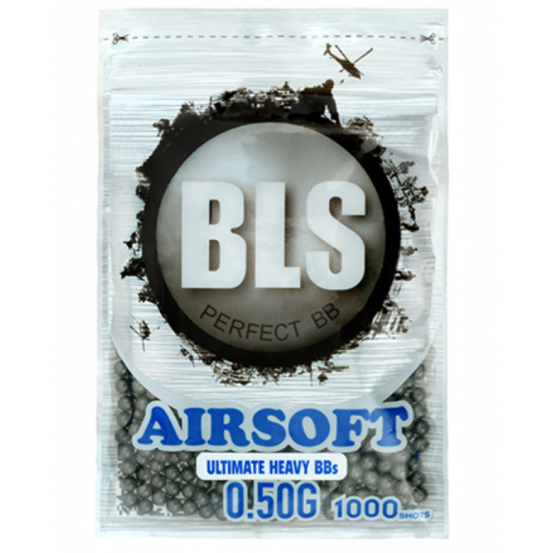 Airsoft bumbiņas - 0.50g BLS Precision BBs - 1000 pcs - Grey