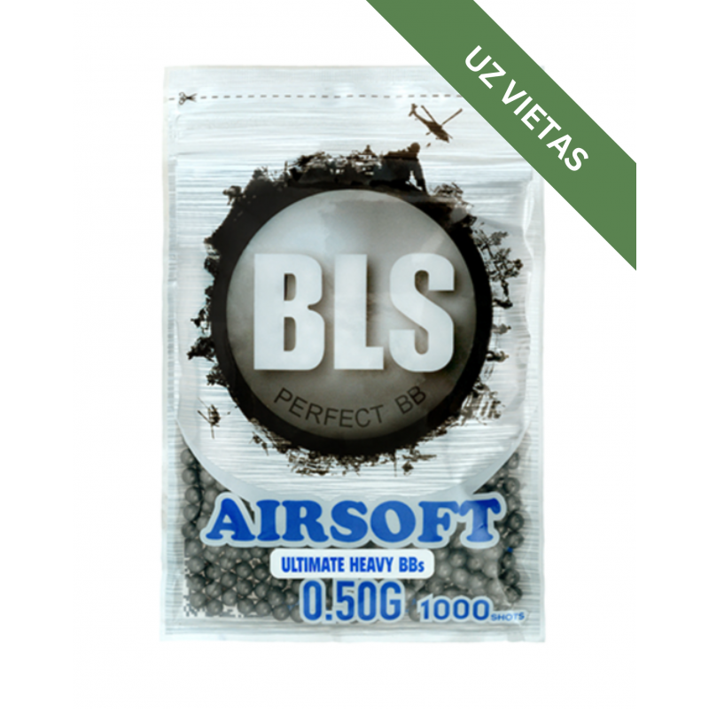 Airsoft bumbiņas - 0.50g BLS Precision BBs - 1000 pcs - Grey
