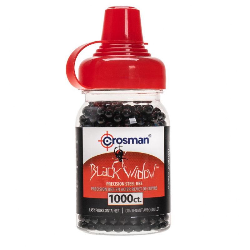 Pneimatisko ieroču munīcija - Crosman Black Widow steel BB's 4.5mm - 0.35g 1000 pcs - Tērauda BBs bumbiņas - Gaisa lodītes