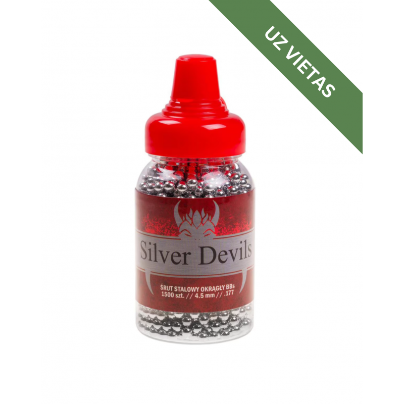 Pneimatisko ieroču munīcija - Silver Devils Steel BB's 4,5 mm - 0.35g 1500 pcs - Tērauda BBs bumbiņas - Gaisa lodītes