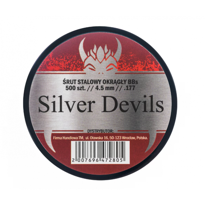Pneimatisko ieroču munīcija - Silver Devils Steel BB's 4,5 mm - 0.35g 500 pcs - Tērauda BBs bumbiņas - Gaisa lodītes