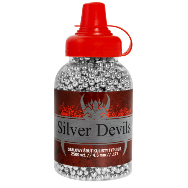 Pneimatisko ieroču munīcija - Silver Devils Steel BB's 4,5 mm - 0.35g 2500 pcs - Tērauda BBs bumbiņas - Gaisa lodītes