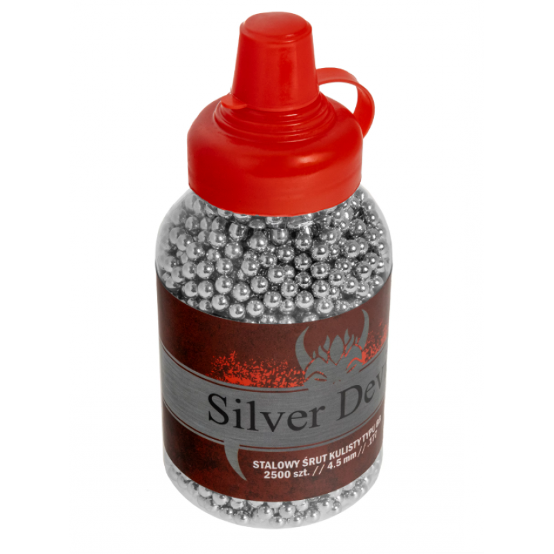 Pneimatisko ieroču munīcija - Silver Devils Steel BB's 4,5 mm - 0.35g 2500 pcs - Tērauda BBs bumbiņas - Gaisa lodītes