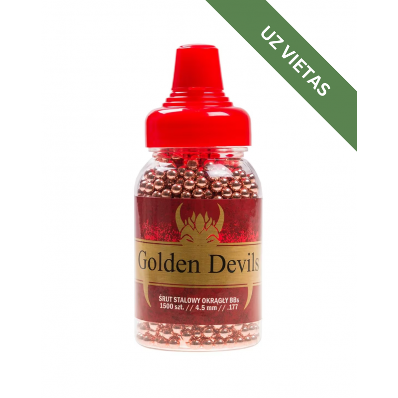 Pneimatisko ieroču munīcija - Golden Devils Steel BB's 4,5 mm - 0.35g 1500 pcs - Tērauda BBs bumbiņas - Gaisa lodītes