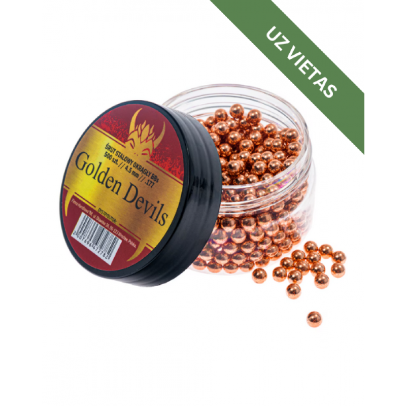 Pneimatisko ieroču munīcija - Golden Devils Steel BB's 4,5 mm - 0.35g 500 pcs - Tērauda BBs bumbiņas - Gaisa lodītes