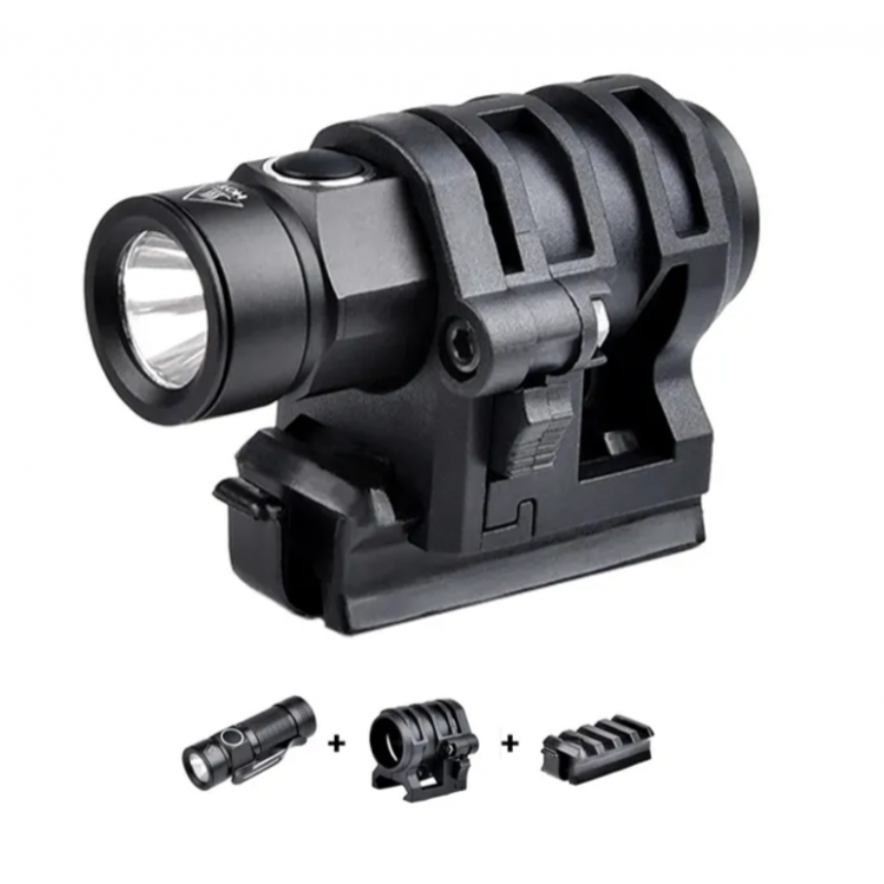 Ķiveres lukturītis ar stiprinājuma adapteri - EDC LED Tactical FAST Helmet Flashlight - Black