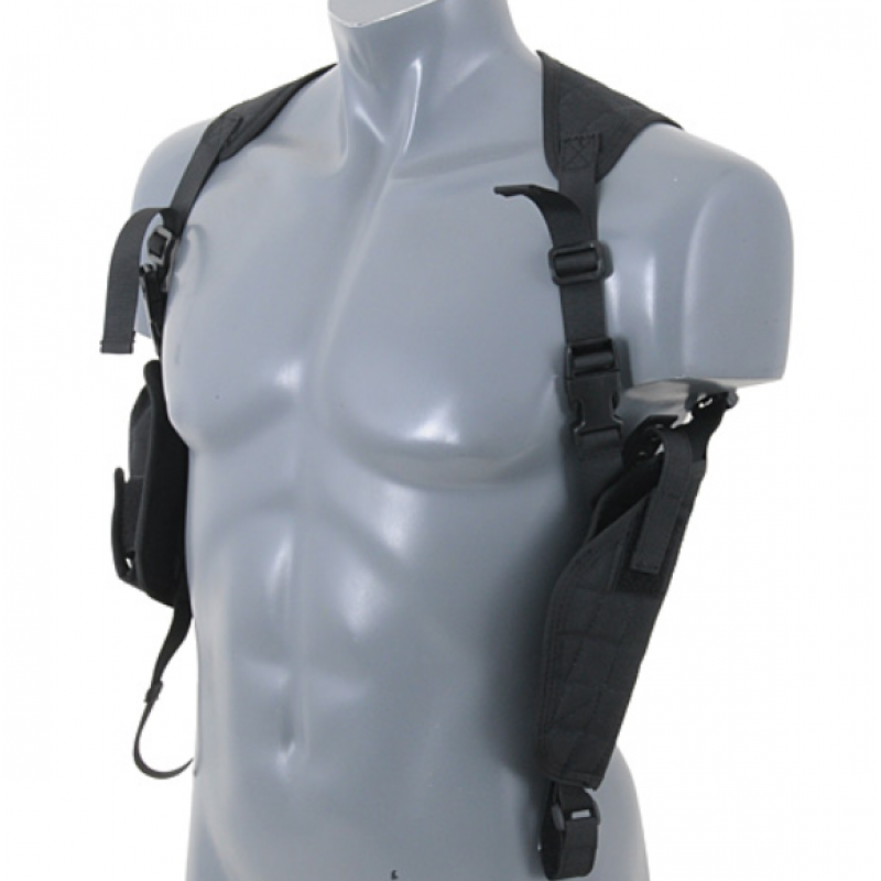 Airsoft ekipējuma pleca pistoles maksts - Ambidextrous Shoulder Holster System - Black