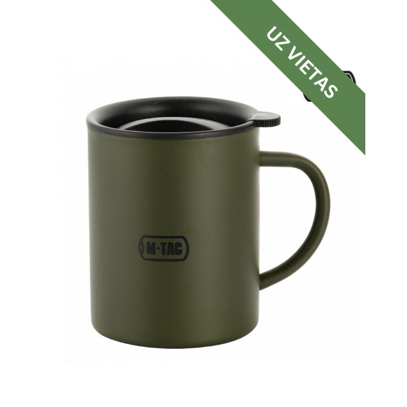 Termokrūze - M-Tac 400 ml Insulated Mug - Olive - Ar vāciņu
