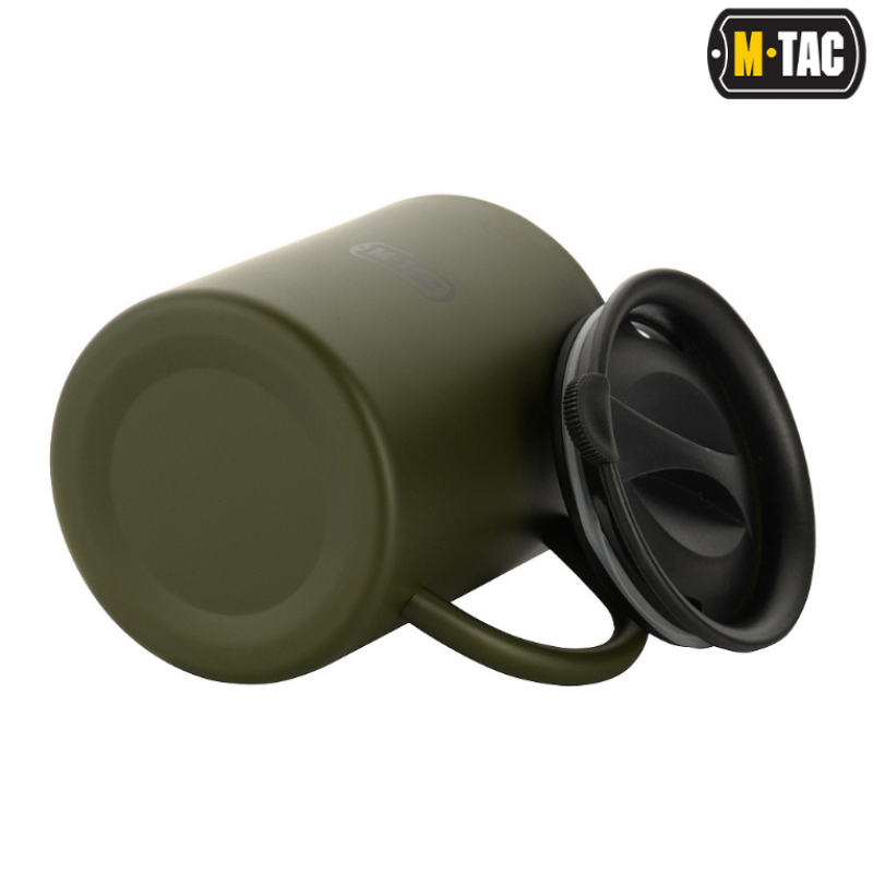 Termokrūze - M-Tac 400 ml Insulated Mug - Olive - Ar vāciņu