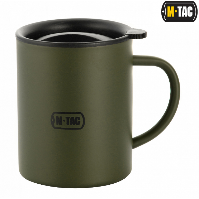 Termokrūze - M-Tac 400 ml Insulated Mug - Olive - Ar vāciņu