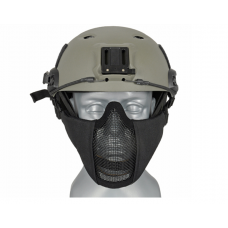 Airsoft maska - Half Face Mesh Mask with Mount for Fast Helmets - Black