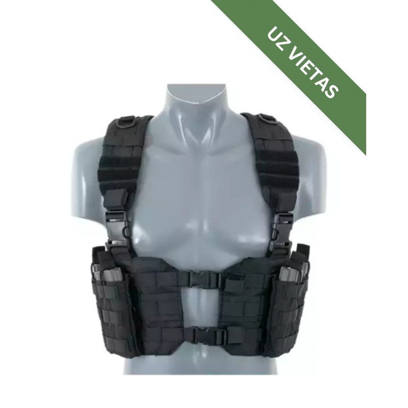 Taktiskā veste - Chest harness with front zipper - Black 